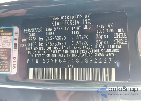 2025 Kia Telluride S z USA, uszkodzony, nr VIN 5XYP64GC3SG622271